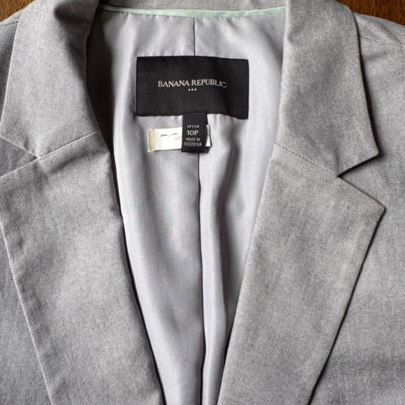 Grey cotton blazer cropped sleeves Banana Republic - Picture 3 of 8